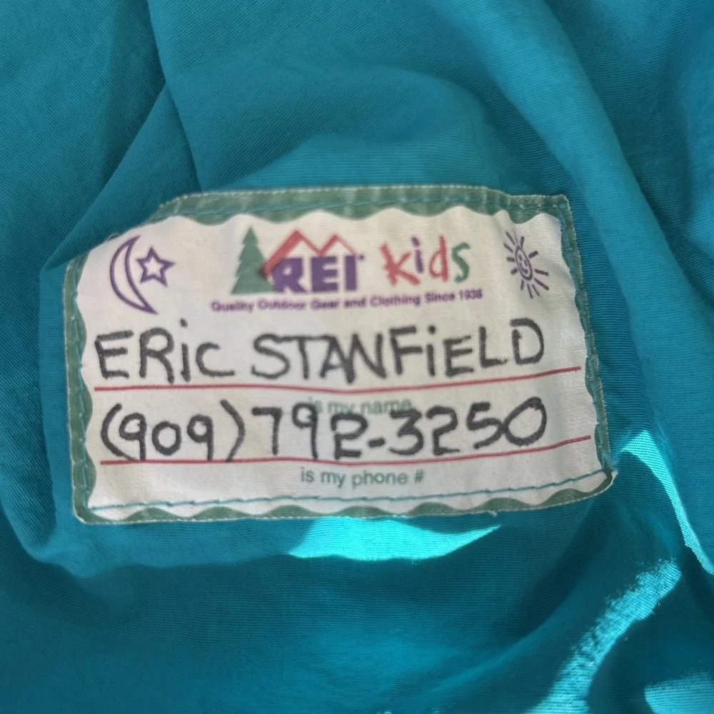 Vtg 90s REI Windbreaker Jacket Full Zip Teal Lightweight Gorpcore Kids M 8/10